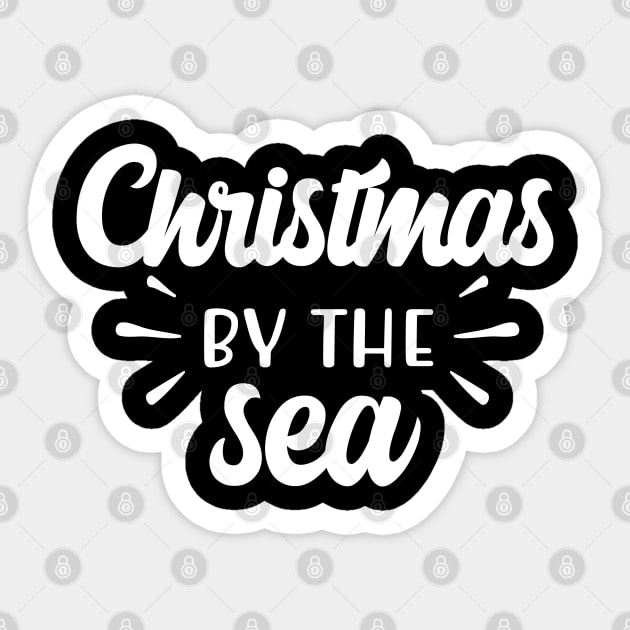 Christmas by the sea, white Sticker by unique_design76